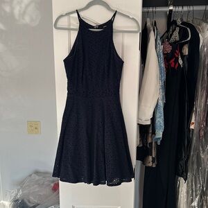 Aqua Navy Eyelet Mini Dress